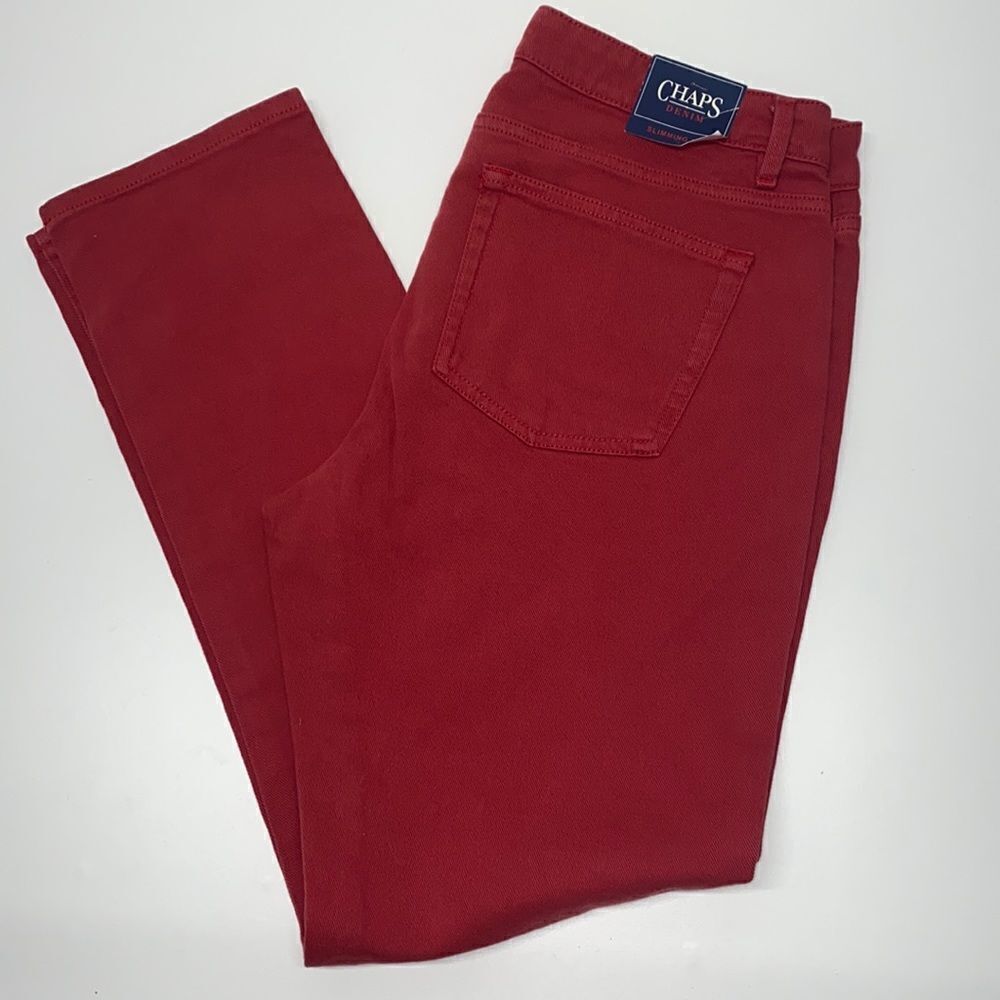 🔥Chaps denim slimming fit  ankle sz 10 New stretch jeans red